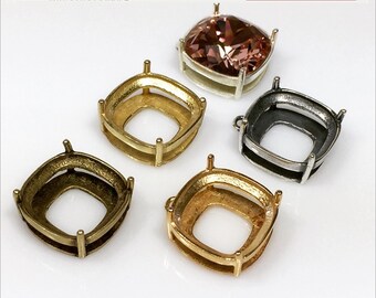 6pcs x Square 12mm Quality Cast Tray Bezel Setting ,Choose Your Finish, fit European 4470 crystals DIY (N2V)
