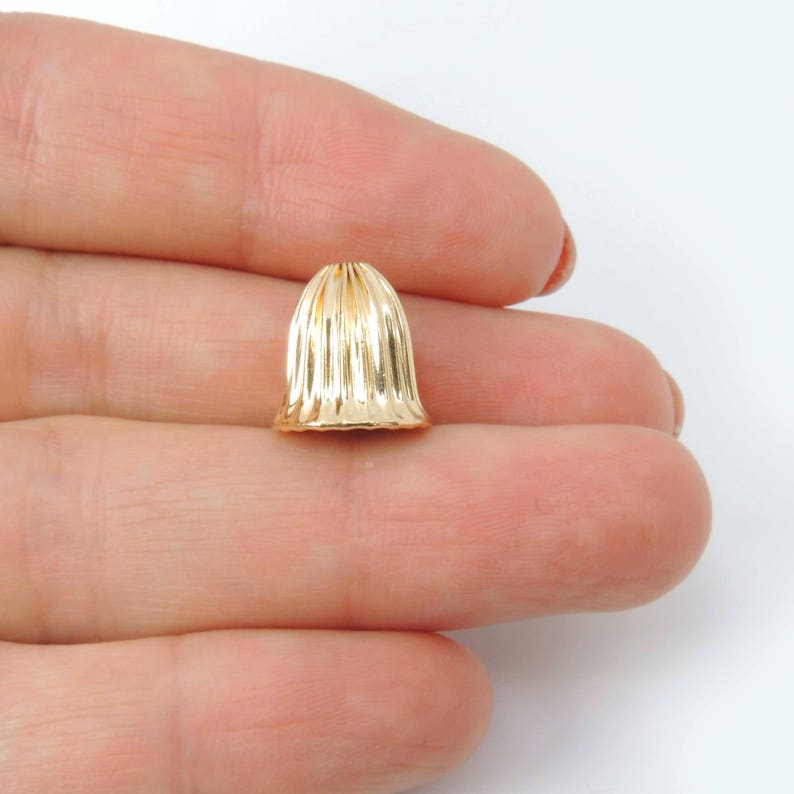 1.5mm hole B910112 2pcs x 14K Gold Filled Delicate End Caps 12x12mm Laser Diamond Cut Textured Spacer Beads