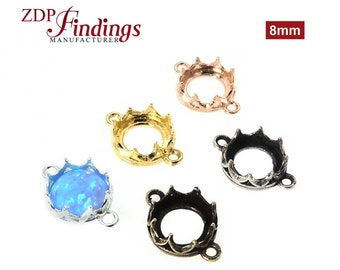 10pcs x Bezel Setting Quality Cast 8mm Spiked Round Crown Connector  Brass plated, choose your plating (EVRD8LV)by ZDP Findings MANUFACTURER