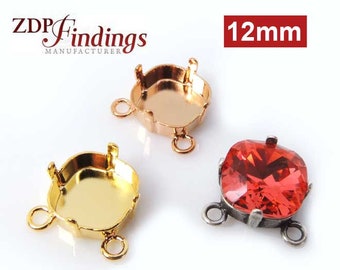 6Pcs x 12mm Square Connector Bezel Cup Tray For Setting fit European 4470, Choose your Finish (SQ1202LV) by ZDP Findings MANUFACTURER