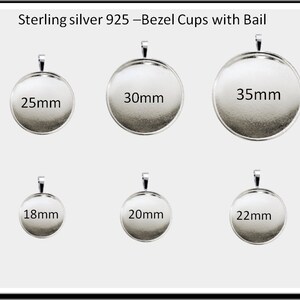 ZDP Findings MANUFACTURER ,2pc x Round 35mm Bezel with Bail Solid Sterling Silver 925 (PRD35) image 3
