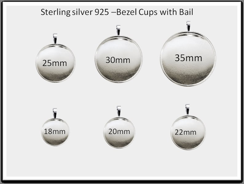 ZDP Findings MANUFACTURER ,2pc x Round 35mm Bezel with Bail Solid Sterling Silver 925 (PRD35) image 3