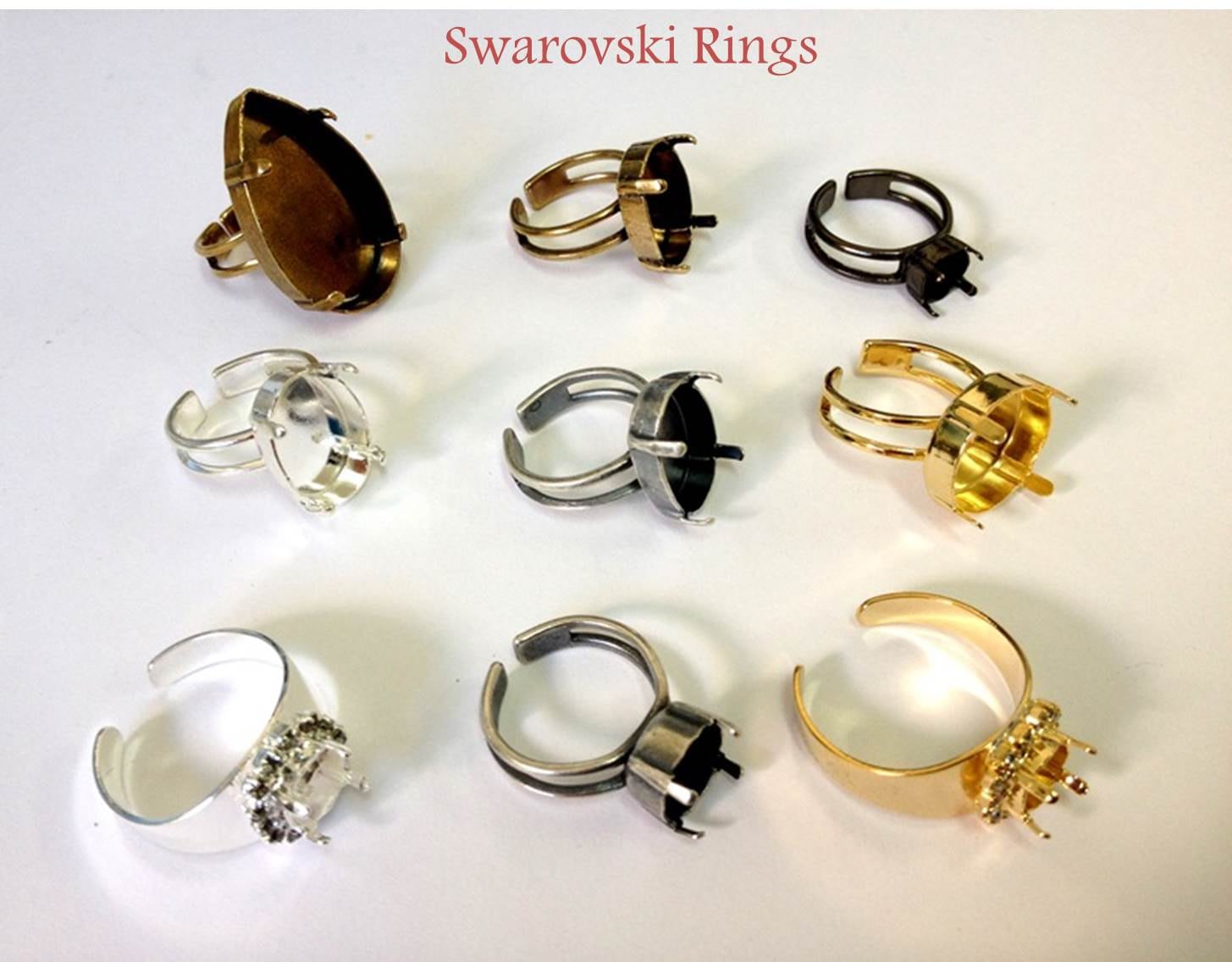 12mm Shiny Gold Plated Adjustable Square Ring Base for Setting W