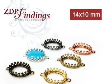 10pcs x Oval 14x10mm Quality Cast Bezel Cup Connector Setting fit European 4120 Crystal, Choose Your Finish (8695V) by ZDP Findings
