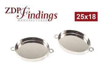6pcs x Oval Bezel 25x18mm Cups Connector Sterling Silver 925 (OV25184) ZDP Findings MANUFACTURER