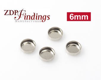 24pcs x Round 6mm Bezel Cup Sterling Silver 925 (RD60V) ZDP Findings MANUFACTURER