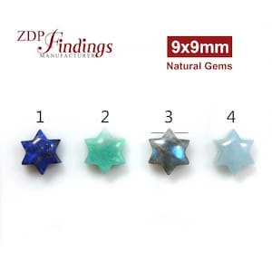 2 szt. Naturalnych kamieni szlachetnych Gwiazda Dawida: 9 mm kaboszon Magen