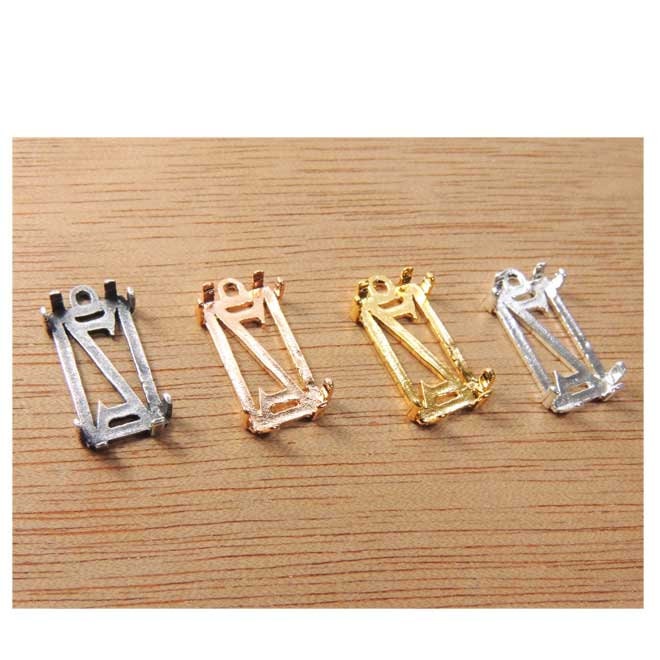 4pcs X Rectangle 15x7mm Bezel Pendant With Natural Gemstone