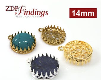 6pcs x Round 14mm Quality Cast Filigree Bezel Tray Pendant Setting, Choose Your Finish (2500391V) by ZDP Findings MANUFACTURER