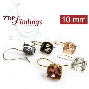 4pcs x Quality Cast 10mm Kidney wire Earrings  Settings fit Swarovski 4470 crystals DIY, Choose your Finish (AAKWN19V)
