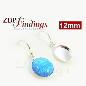 4pcs of Round 12mm Sterling Silver 925 Bezel Earrings For Gluing (ERD121F)by ZDP Findings MANUFACTURER