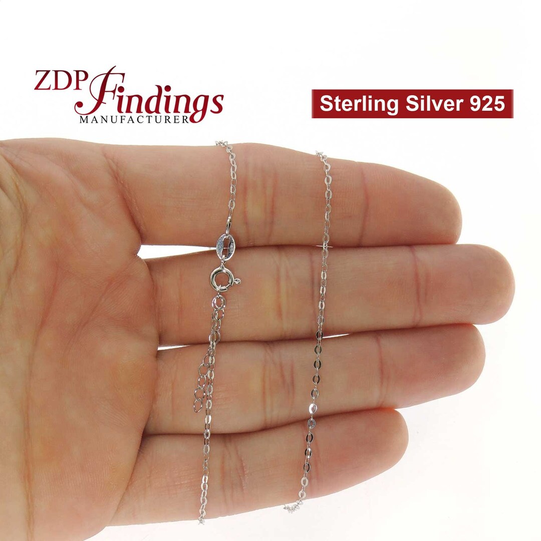 18 Inch Finished Sterling Silver 925 Link Chain Necklace With a Clasp ...