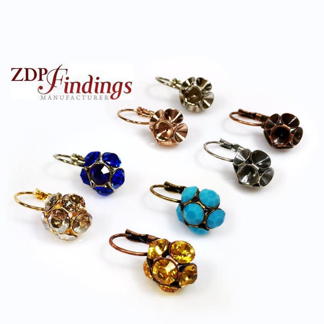 6個 x フラワーデザインダングルイヤリングベース