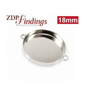 4pcs x Round 18mm Bezel Cups . With 2 Loops. Sterling Silver 925 (RD184) ZDP Findings MANUFACTURER -