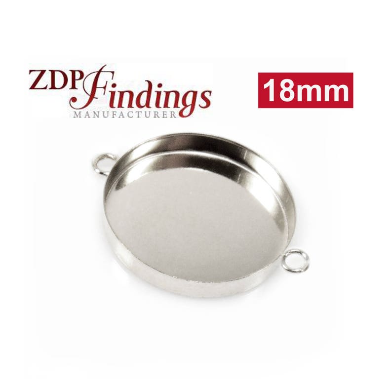 4pcs x Round 18mm Bezel Cups . With 2 Loops. Sterling Silver 925 RD184 ZDP Findings MANUFACTURER image 1