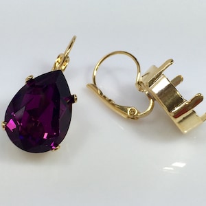 6 szt. x 18 x 13 mm gruszka błyszczące złote kolczyki z dźwignią z ramką pasujące do Swarovski 4320 - LBPR1813GP