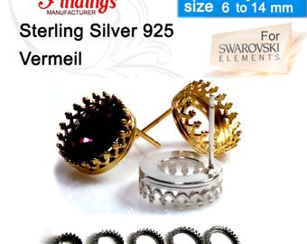 Choose Your size and Color - Stud Earring Sterling Silver 925 with ear backs (4pcs = 2 pairs) by ZDP Findings MANUFACTURER