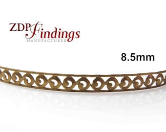 24 Inch (61cm) x 8.5mm Width Brass Strip Gallery Decorative  Filigree Pattern Wire Jewelry Making (C4100127BR)