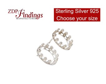 4pcs Quality Cast Sterling Silver 925 Bezel on Post with ear backs, (956323) by ZDP Findings MANUFACTURER