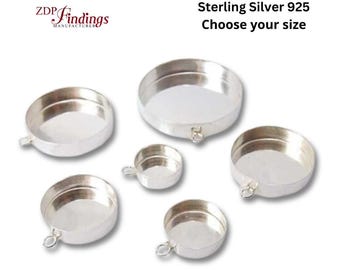 Sterling Silver Bezel Cup for High Stone Settings or Resin Rocks - Choose Size RDV1H