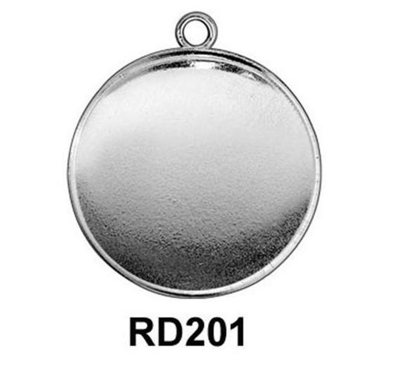 4pcs x Round 20mm Bezel Cup Settings with Loop Sterling Silver 925 RD201V
