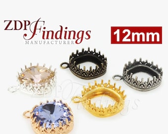 6pcs x Square 12mm Base Crown Bezel Tray for Pendant or Earrings Fit European 4470, Choose your Finish ,DIY (L1SQ1211Pv) by ZDP Findings