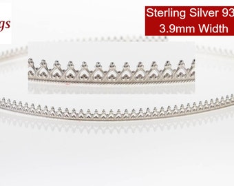 12 Zoll (30,5 cm) x 3,9 mm Breite Sterling Silber 935 Streifen Galerie Dekoratives Muster Draht 935 Sterling Silberdraht (C000187)by ZDP Findings