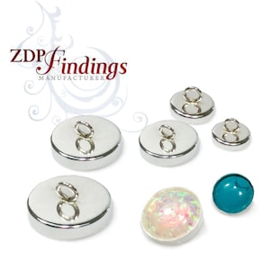 4pcs -12pcs x Sterling Silver 925 Round Bezel Cups with Back Ring Fit Cabochon gemstone End Caps, Choose Your Size (RDXXVTOP)