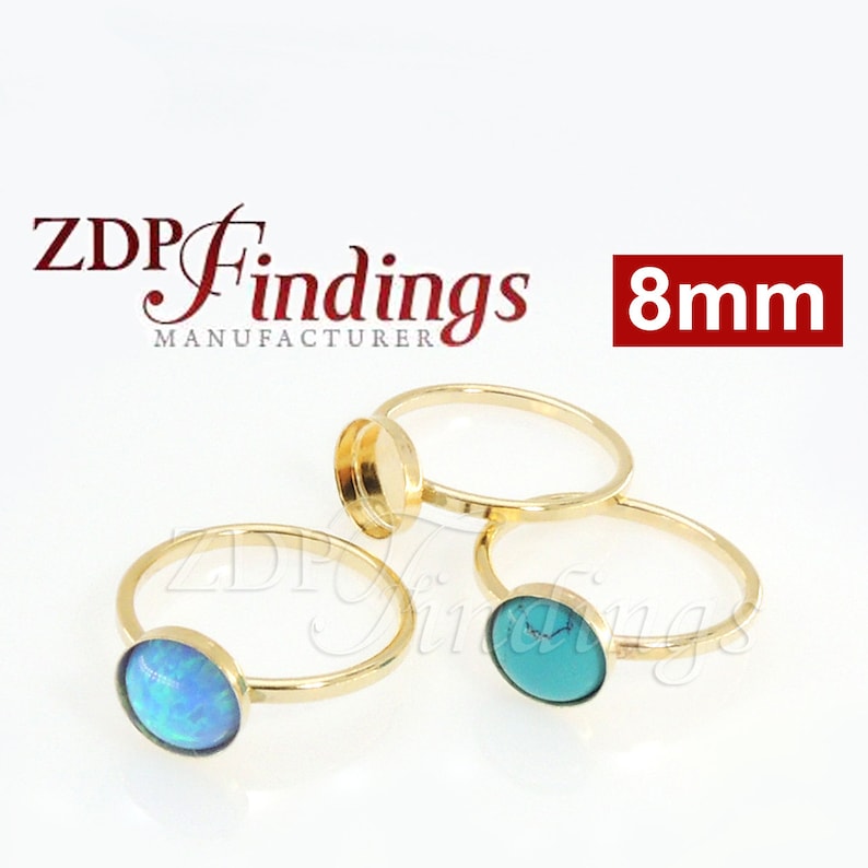 R08GF Choose your size 8mm Round 14k Gold filled bezel cup on Ring Base