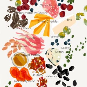 Charcuterie Illustration Paper Print by Lisa Owen