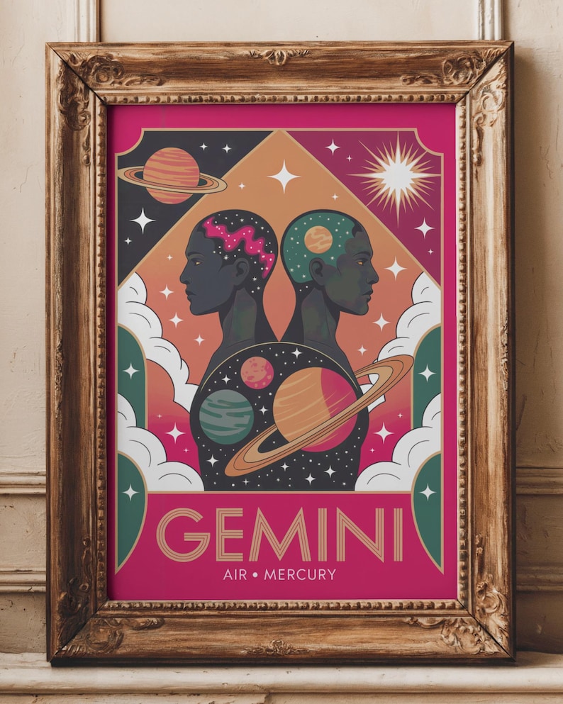 Gemini Zodiac Art Print | Astrology Wall Decor | Instant Digital ...
