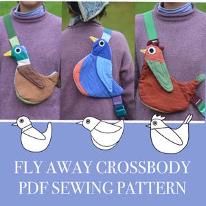 Vogel Tasche PDF Schnittmuster - Fly Away Crossbody (Huhn, Ente, Songbird Sling/Messenger Bag)