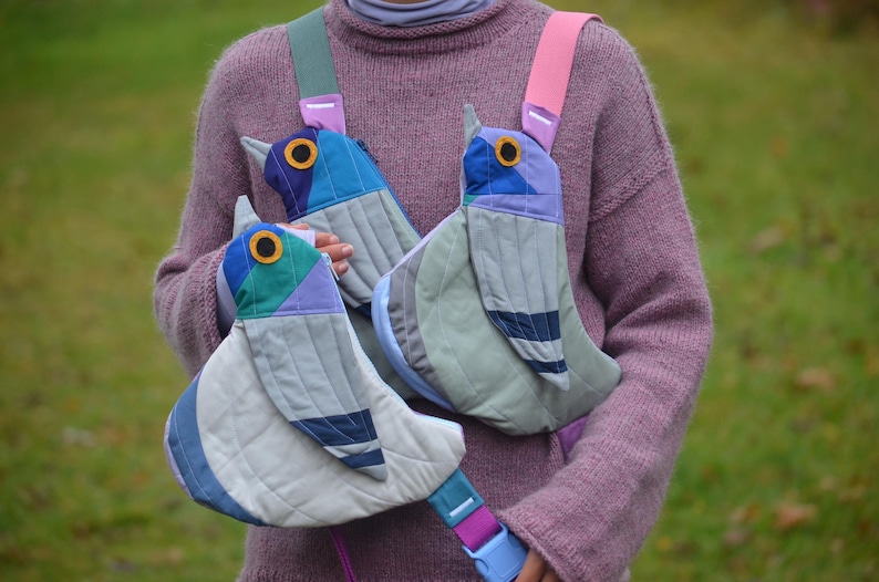 Patrón de costura en PDF para bolso con diseño de pájaro - Bolso bandolera Fly Away (bolso bandolera/mensajero con diseño de gallina, pato y pájaro cantor) imagen 8