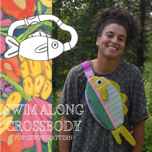 Sac à bandoulière matelassé Fish Bag Patron de couture PDF - Sac à bandoulière nageur