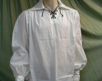 Pirate Shirt Renaissance Poet SCA POTC White 1X/2X (46"-52" chest) Ready to Ship  Free Shipping