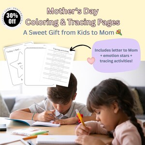 Imprimible para el Día de la Madre / Actividad para el aula / Páginas para colorear / Hojas de calco / Carta a mamá / Regalo preescolar / Idea de manualidad para jardín de infantes