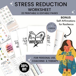 Stress Reduction Worksheets | Emotional Wellness & Coping Strategies Guide | Printable and Editable Stress Therapy and Coaching Manual