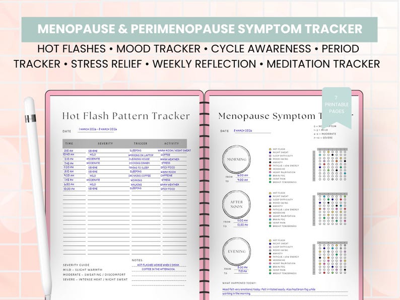 Menopause Symptom Tracker Printable Perimenopause Planner Hot Flash ...