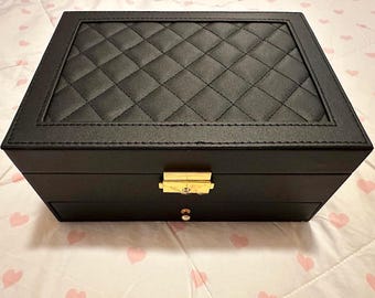Double Layer PU Leather Jewelry Box Organizer | Velvet Lined Jewelry Storage Case | Necklace, Ring & Earring Organizer | Travel Jewelry Case