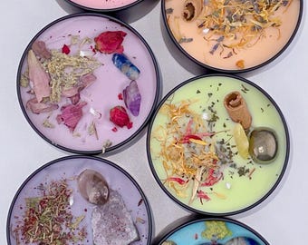 Ritual Crystal Candles- choose your intention: Self-love, Energy/Vitality, Success/Money, Lucid Dreams, Protection, Astral Communication