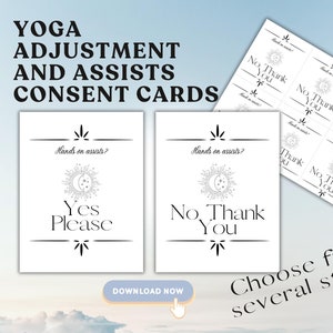 Yoga-toestemmingskaarten | Yoga hands-on touch-toestemmingskaarten | Downloadbare hands-on assists en aanpassingskaarten Yoga | Yoga-toestemmingskaarten Touch