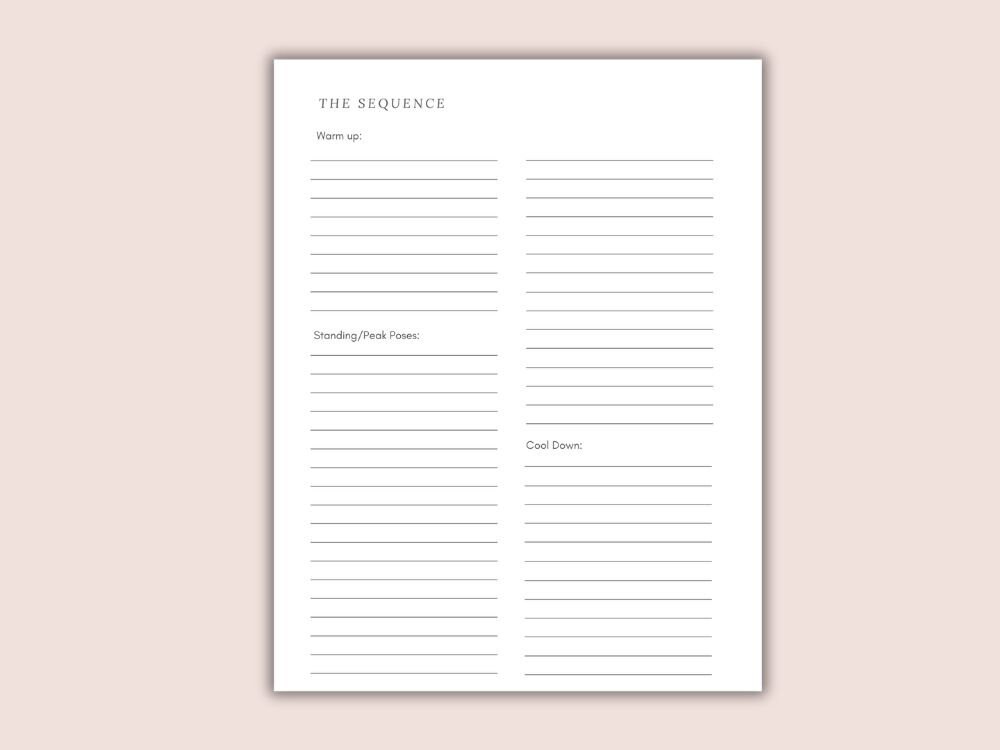 Yoga Class Planner | Printable Sequencing Template (PDF) - Etsy