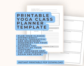 Yoga Class Planner | Printable Lesson Plan Template for Yoga Teachers | Sequencing Worksheet | PDF Download