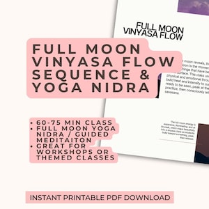 Secuencia de Yoga de Luna Llena / Plan de Clase de Vinyasa Flow y Guion de Yoga Nidra / Tema de Yoga Lunar / Descarga Digital en PDF