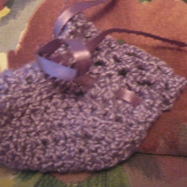 Beautiful Vintage Handmade Crocheted Purple Baby Booties Gift Present for Newborn New Mom Shower Ready to Ship