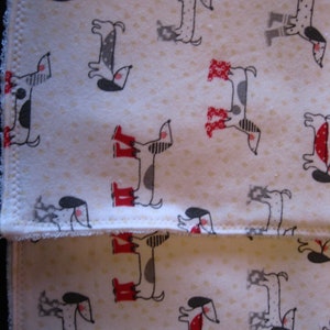 Set of Two Handmade Dog Print Cotton Flannel Washcloths Gift Present Hostess Guest Room Stocking Stuffer Ready to Ship image 6