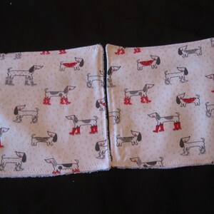 Set of Two Handmade Dog Print Cotton Flannel Washcloths Gift Present Hostess Guest Room Stocking Stuffer Ready to Ship image 5
