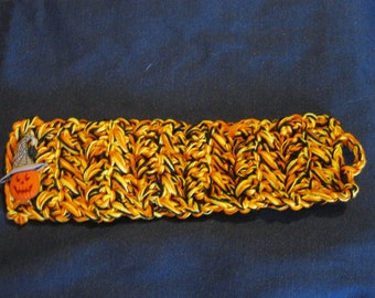 Hand Crocheted Cuff Bracelet Jewelry Fall Colors Halloween