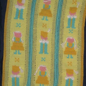 Vintage Babes in Toyland Crochet Kit Made Into a Beautiful New Afghan Christmas Gift Present Infant Shower New Baby Ready to Ship
