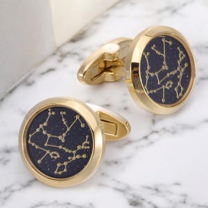 Celestial Constellation Cufflinks for Men - Gold and Silver Starry Sky Cufflinks | Astronomy-Themed Groom Accessories & Unique Gift for Him